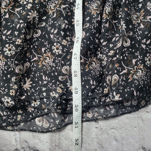 Le Ragazze Silk Black Small Floral Print Tiered Hem Ruffle Sleeve Maxi Dress Med - Picture 8 of 11